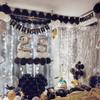 BRAVESHINE 2-Piece Tassel Curtain Set Sparkling Background Bright Glossy Birthday Christmas Decoration 100cm*250cm Party Decor