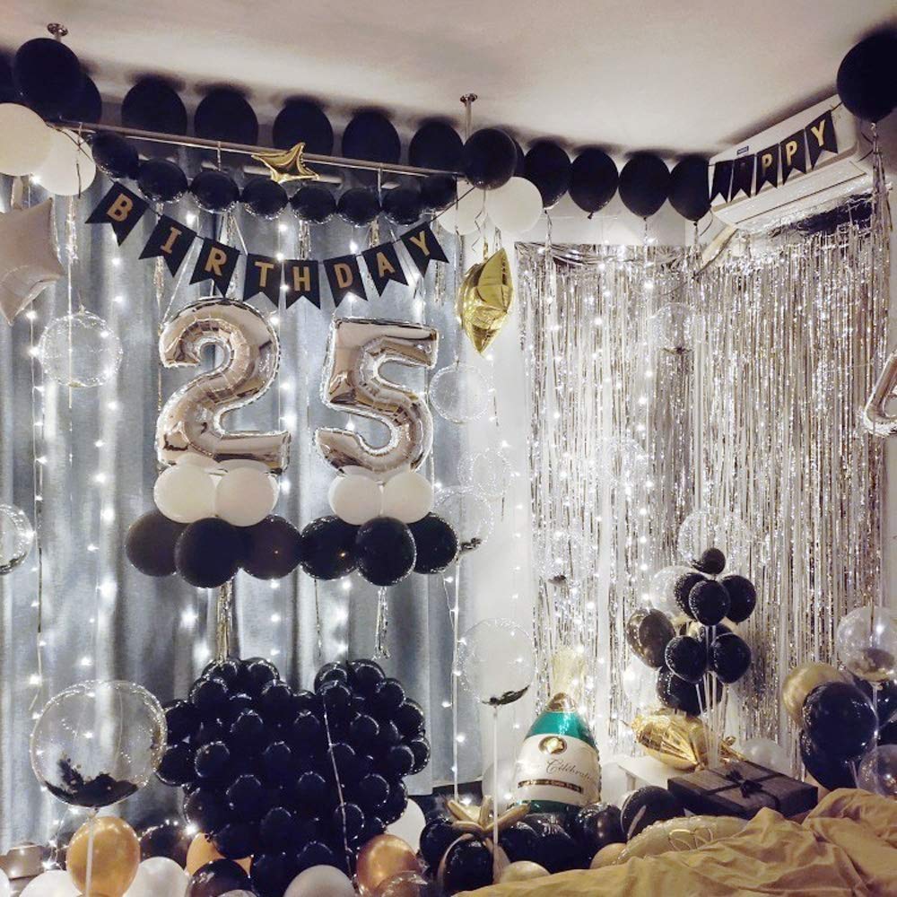 BRAVESHINE 2-Piece Tassel Curtain Set Sparkling Background Bright Glossy Birthday Christmas Decoration 100cm*250cm Party Decor