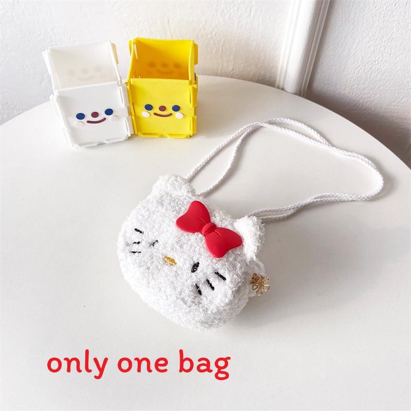 Hello Kitty Cartoon Plush Mini Crossbody Bag For Kids With Zipper Closure