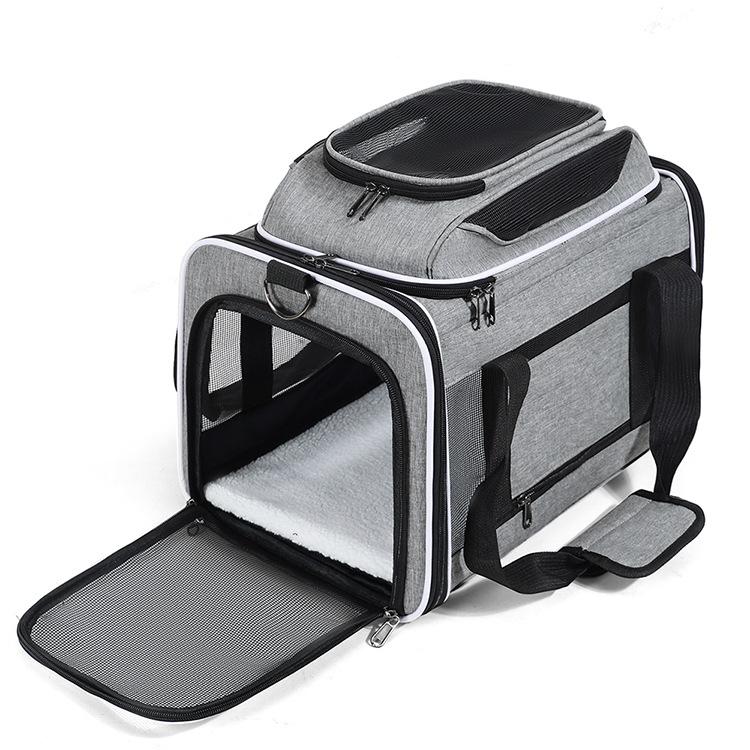 Foldable Pet Carrier Bag for Cats Small Dogs, Breathable Multi-Opening Soft Travel Tote with Padded Base and Safety Leash