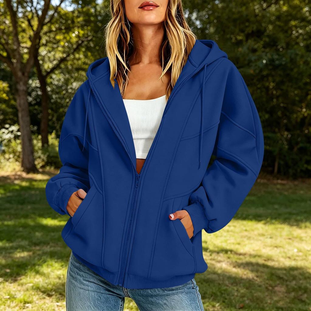 Women's Casual Zip Up Hoodie with Pockets for Everyday Wear