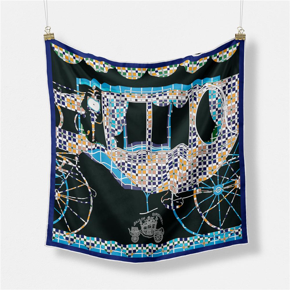 53cm Brand Square Scarf Women Design Horse Luxury Silk Scarf Bandana Headband Fashion Hijab Neckerchief For Ladies 2024 New