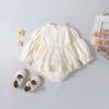 Korean-Style Baby Lace Long Sleeve Romper for Spring & Autumn: Versatile, Fashionable Round Neck Dress Toddler Outerwear