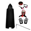 Costum Înfricoșător de Halloween Costum Grim Reaper pentru Băieți Costum Copii cu Ochi Roșii Strălucitori cu Mănuși Mască