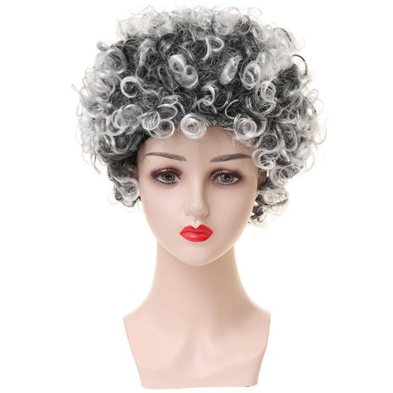 Premium Short Silver Curly Hair Wig Perfect For Halloween Costumes And Dress-up
