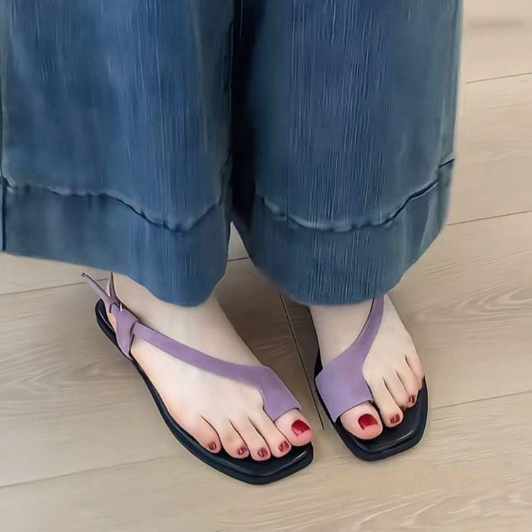 Outer Wear Square Toe Elastic Band Roman Sandals 2025 Summer New Soft-soled Sandals Niche Design Slippers Women