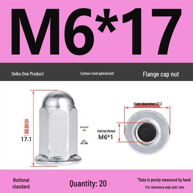 Galvanized Decorative Flange Cap Nut for Motorcycle Cylinder Head (M5/M6/M8)