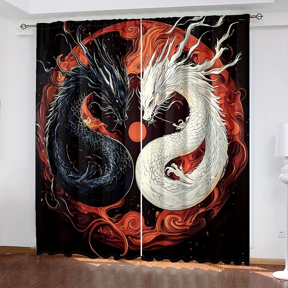 Yin Yang Drachen Vorhänge Schwarz Weiß Östliches Mythos Design Wohnzimmer Schlafzimmer Küche Heimdekoration Vorhang Für Sitzen Hergestellt Aus Polyester