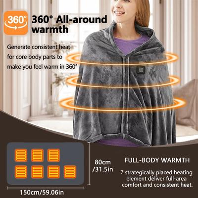 Electric Heated Blanket USB Heating Shawl Electric Heated Throw Blanket Portable USB Heated Winter Warmer Blanket Pad for Home