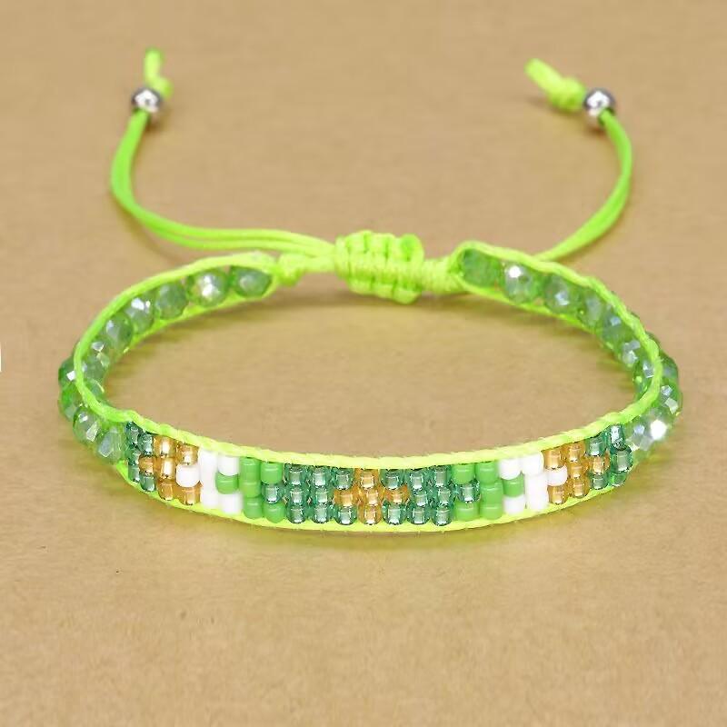 Handmade Woven Bracelets Boho Multicolored faceted Glass Beads Woven Bracelet Women Men Boho Handmade Chic Jewelry