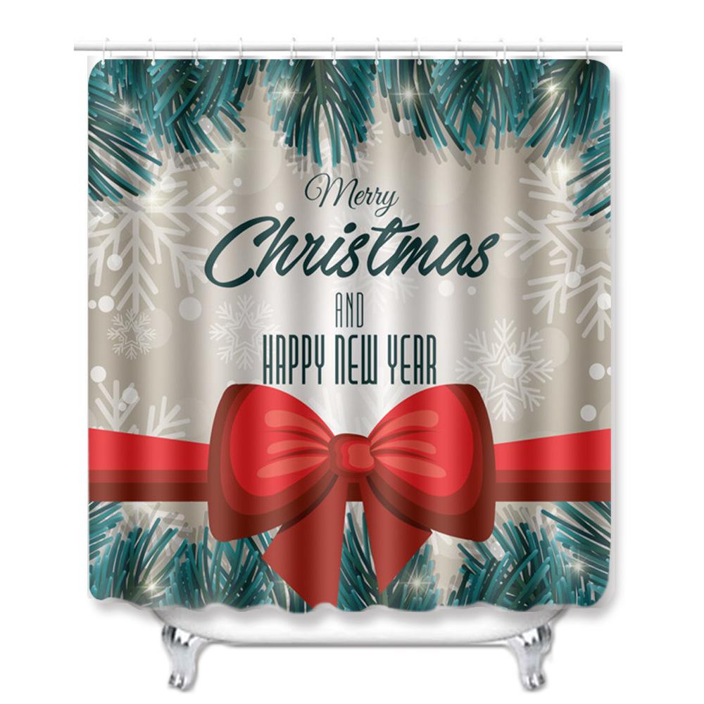 Hot Christmas Bathroom Shower Curtain Four-Piece Combination Floor Mat Bathroom Water-Absorbing Non-Slip Door Mat Carpet