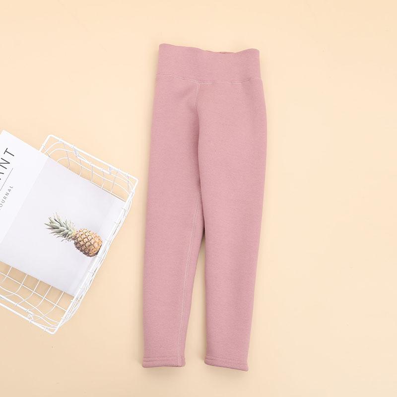 Girls Fleece Lined Leggings Warm Cotton Winter Thickened Full Length Pants Toddler Solid Color High Waist Tights for Kids