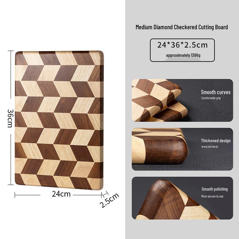 Creative Checkered Solid Wood Cutting Board for Kitchen - Fruit, Vegetable, and Food Prep Board