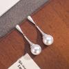 Boucles d'oreilles en argent sterling 925 pour femmes Tendance Géométrique Boucle d'oreille Goutte d'eau Perle Bijoux Prévenir les allergies Cadeau de Fête Accessoires
