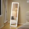 Freestanding LED Mirror, 150 x 50 cm, 3 Colors, Dimmable, Memory, 4 mm Tempered Glass, Clear