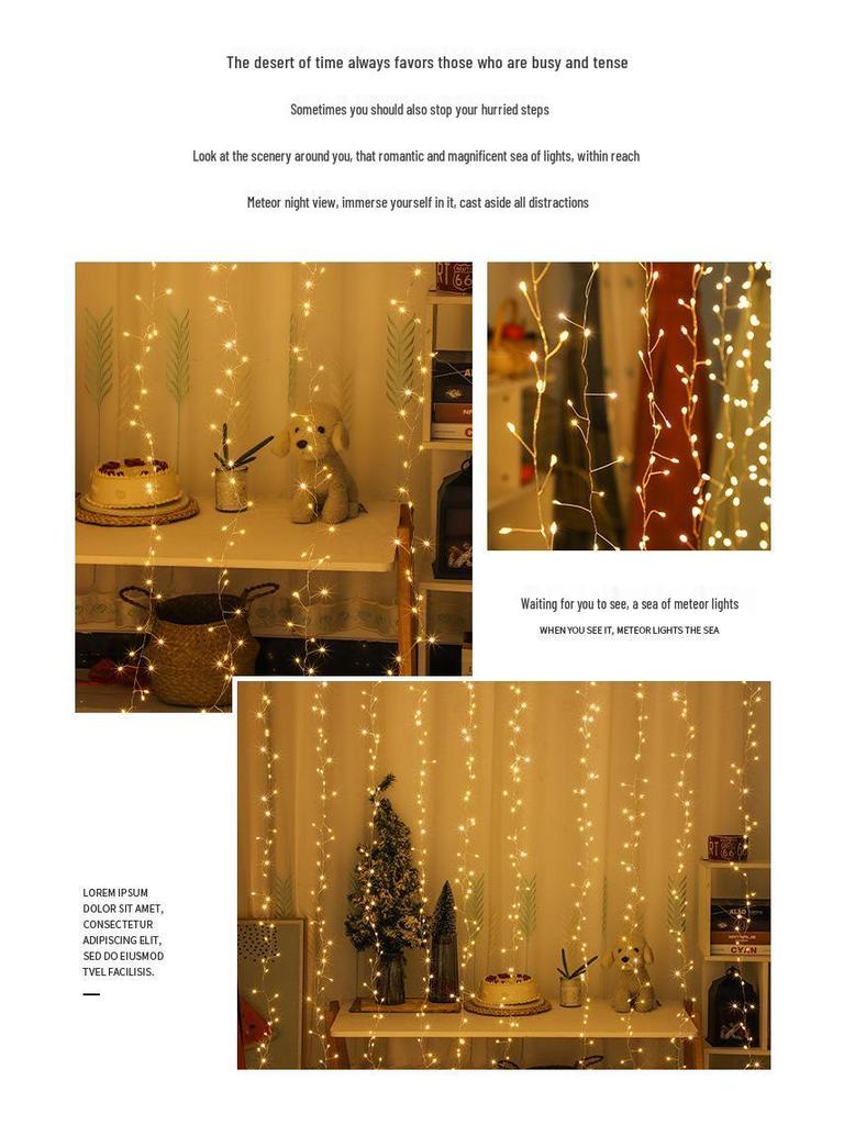 Cross-border Firecracker Curtain Lights - Copper Wire Christmas Decoration Lights