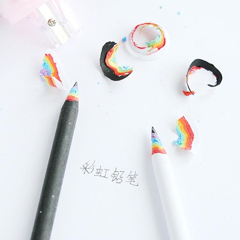 Creative Hot Sale Stationery Rainbow Pencil HB Pencil Black and White Suit Creative Personality Student Pencil Rainbow Pencil