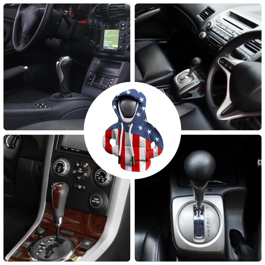 Car Gear Shift Cover, Creative American Flag, Car Gear Steering Wheel Cover, Car Gear
