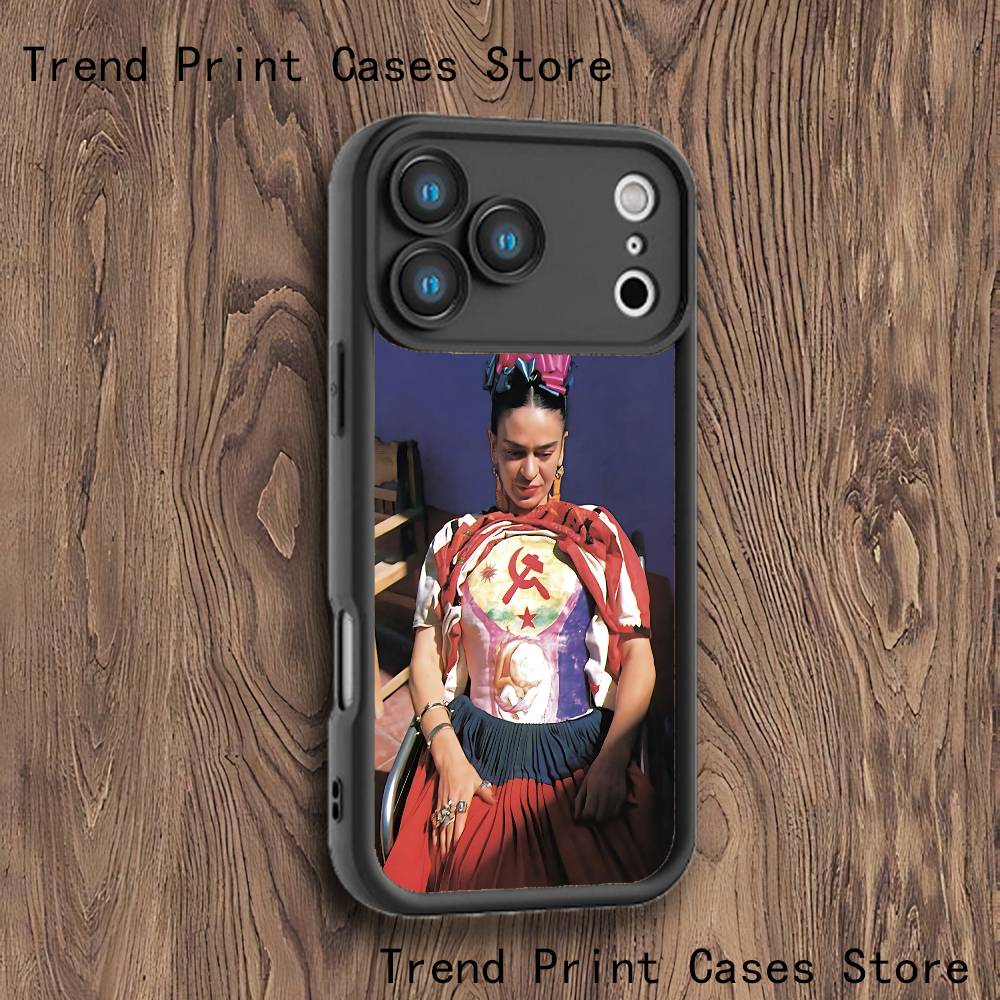 F-FridaS-S Fashion K-Kahlo Phone Case For iPhone 17,16,15,14,13,12,11,Pro,Max,Plus,X,XS,SE4,E,Mini Black Thickened border Case