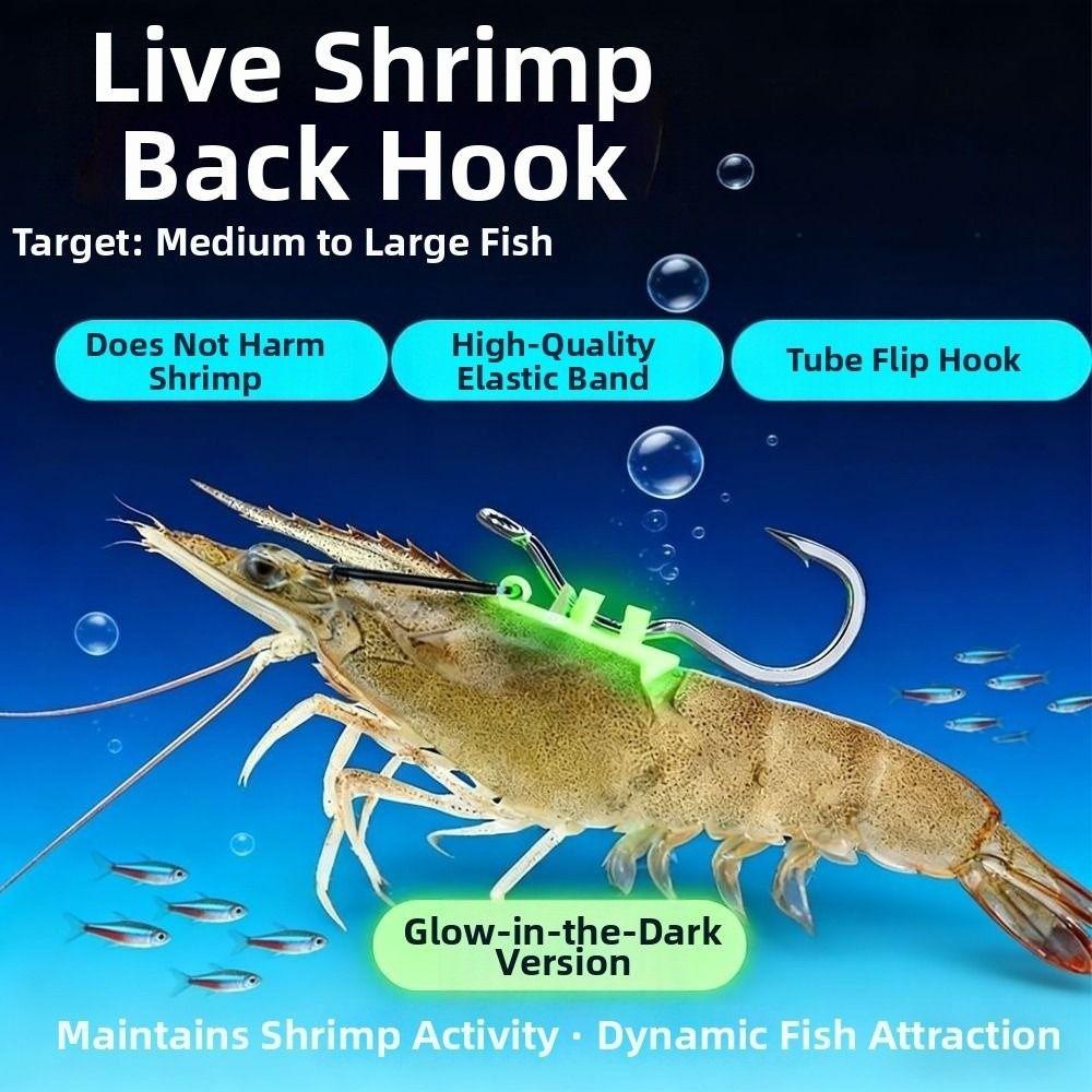 5Pcs Sharp Barbed Luminous Live Shrimp Hooks Anti-entanglement Fishing Hooks String Hook  for Shrimp