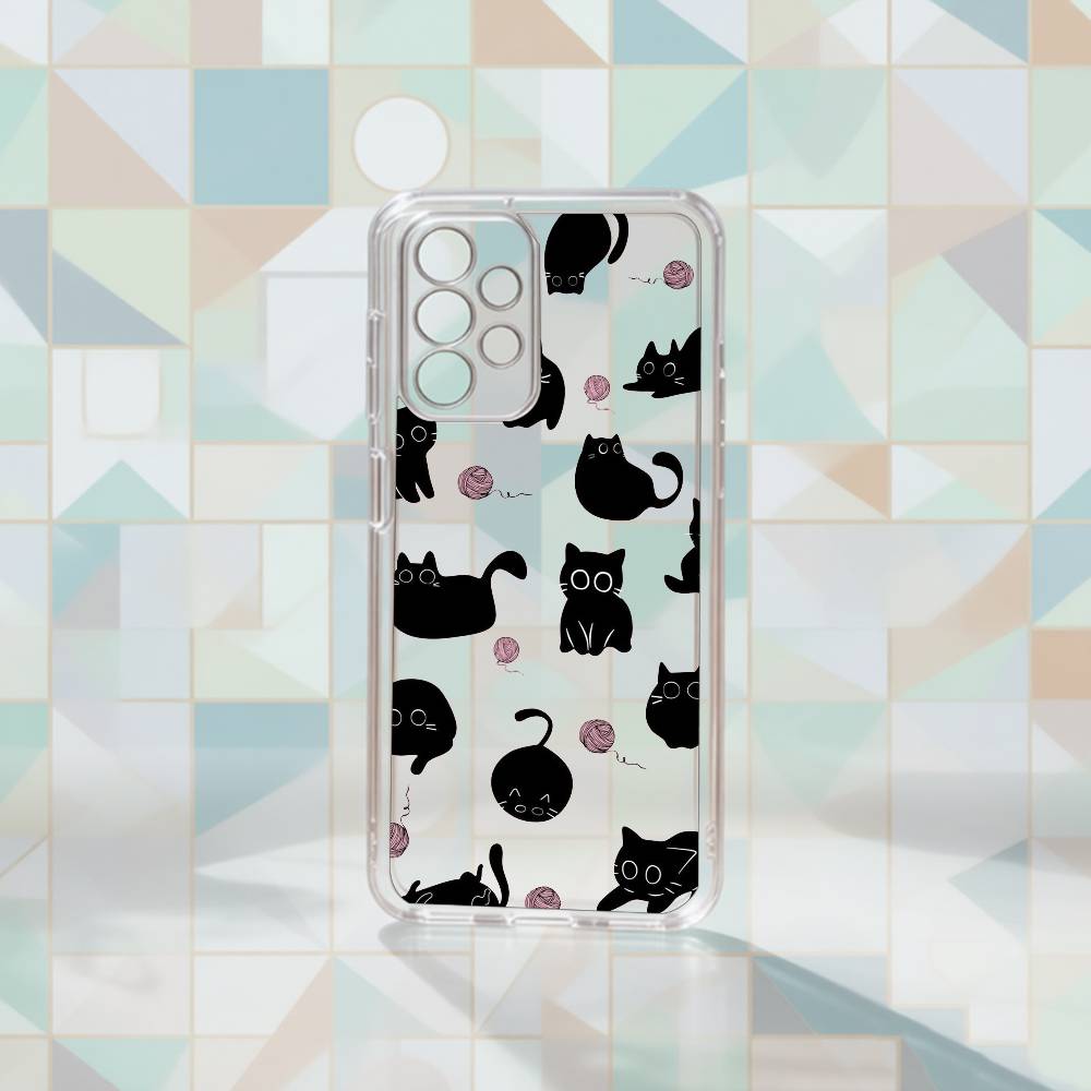 Cute kitten P-pattern patchwork  Phone Case Transparent Silicone Soft For Samsung S25,S24,S21,S22,S23,S30,Ultra,S20,Plus,Fe