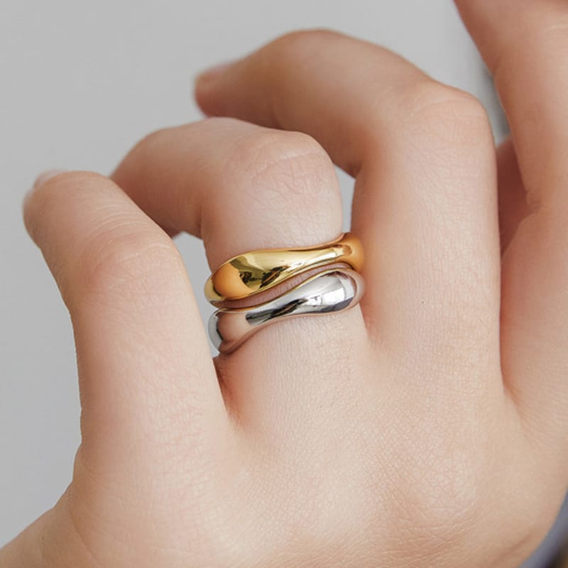 Tatiana [Set of 2] Wave Layered Ring CR0471