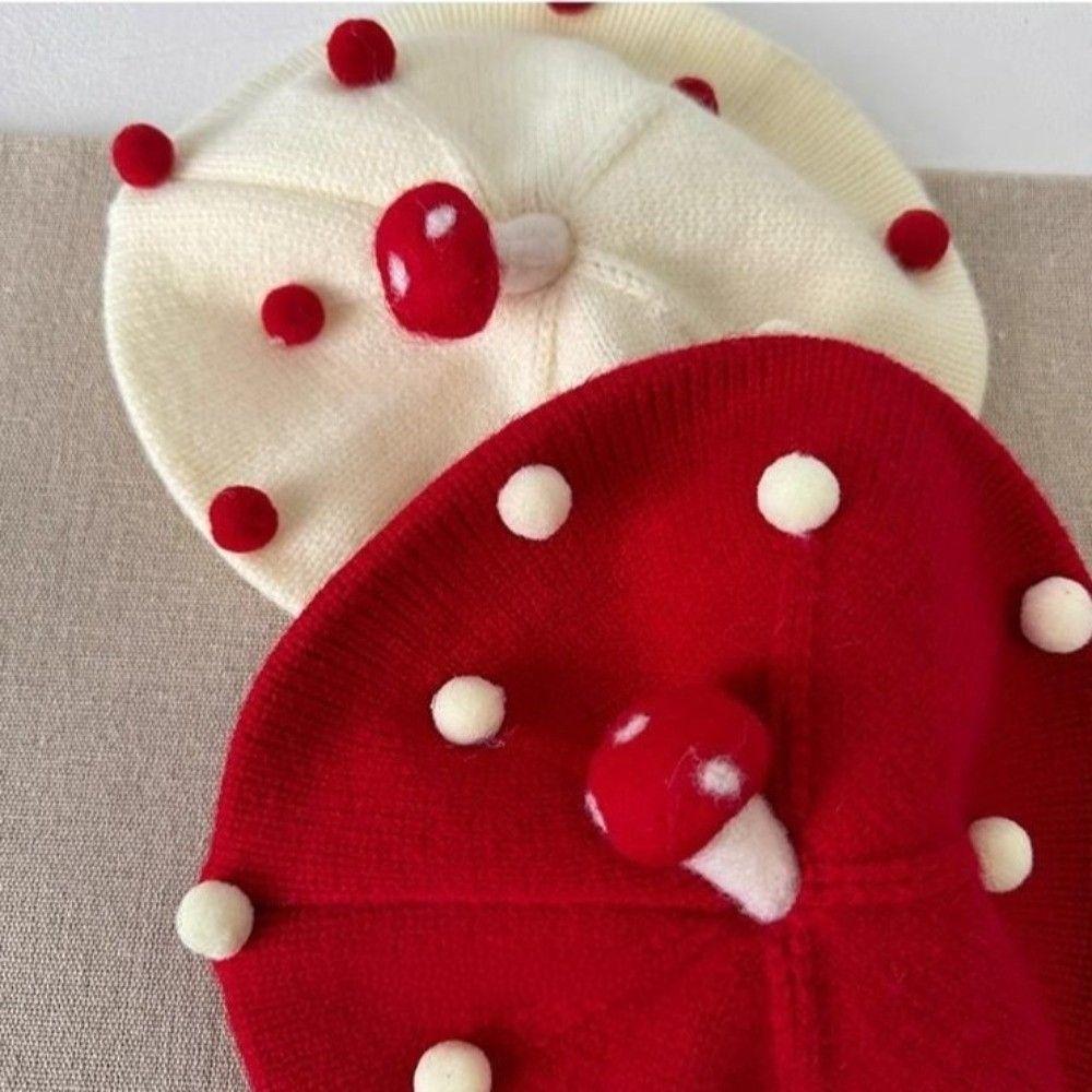 Red Beige Black Knit Beret Hat Soft Kids Headwear New Kid Knitted Beret Kids Fashion