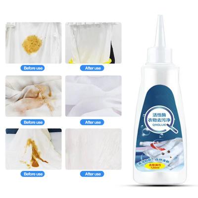 120ML Aktif Enzim Çamaşır Leke Çıkarıcı Giyim Leke Çıkarıcı Enzim Halı Kumaş Şapkalar için Yaygın Olarak Uygulanabilir Pet Yağı Kırmızı Şarap Koltukaltı Leke Çıkarıcı
