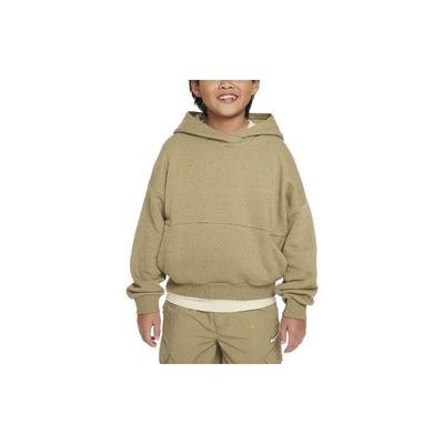 Nike Icon Fleece Solid Color Loose Fit Sports Hoodie Kids Hoodies Khaki FJ6027-276