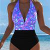 New European and American Style Leopard Print One-piece Swimsuit Women's Deep V Neck High Waist Thin Backless Beach Vacation Swimsuit