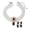 Temperament Leicht Luxuriös Quadratisch Voll Diamant Edelstein Halskette Choker Retro Imitation Perle Perlen Halsband Schlüsselbein Halskette