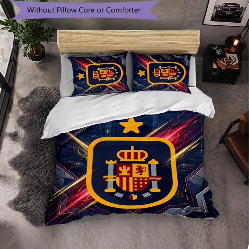 Set Lenzuola Calcio Spagna 3 Pezzi Morbida Copripiumino in Microfibra con Federe per Camera da Letto
