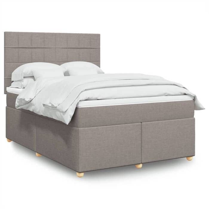 VidaXL Slat Bed Base with Mattress Taupe 140x200 Cm Fabric 3291307