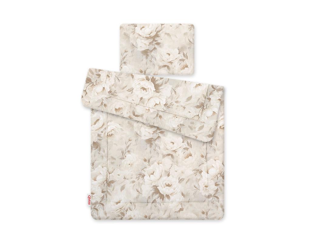 Baby bedding set with filling, 2 pieces, 75x100cm NEWBORN - Peonies beige