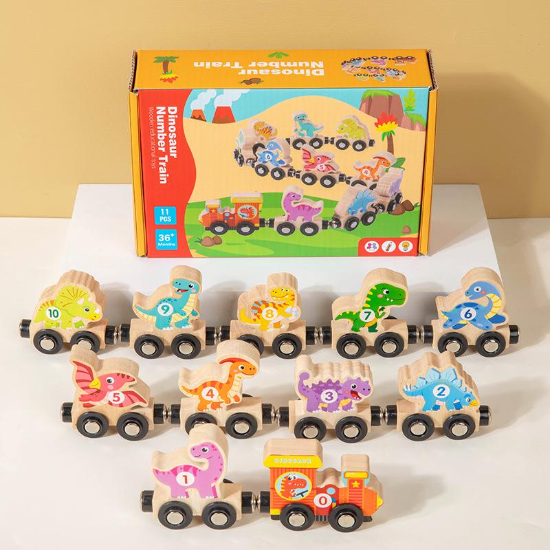 Wooden Magnetic Number Train for Kids - Color Recognition Toy