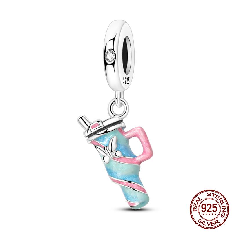 New Copper Clover Charms Beads Heart Gemstone Pendant Fit Original Charm Bracelet Women Jewelry Gift