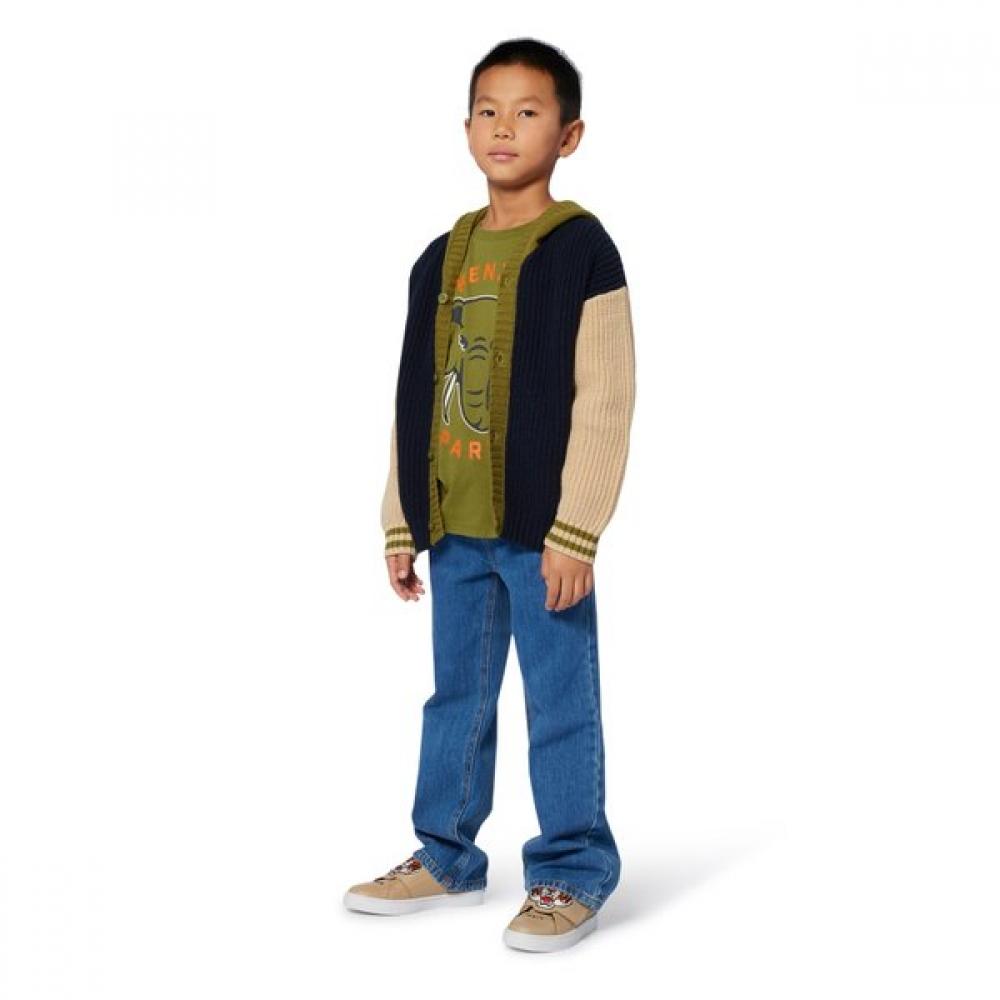 Kenzo Kids Wonder Space Colorblock Knit Hoodie Cardigan Z256afg421 navy/14Age_165cm