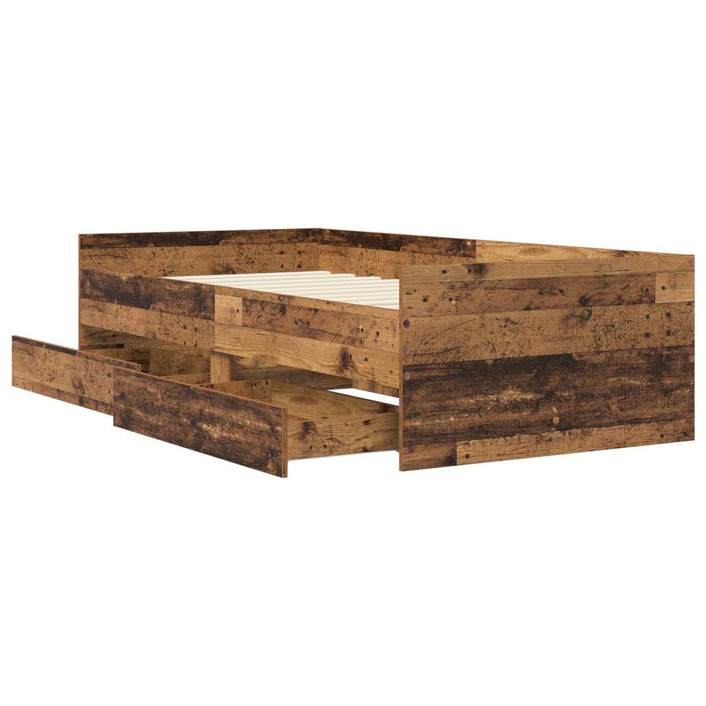 Bed Frame with Drawers Reclaimed Wood Solid Pine Wood