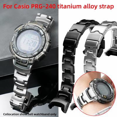 Lightweight Titanium Strap For Casio Watch Protrek PRG-240 PRG-130Y PRW-1500 Concave End Metal Bracelet Men Silicone Rubber Band