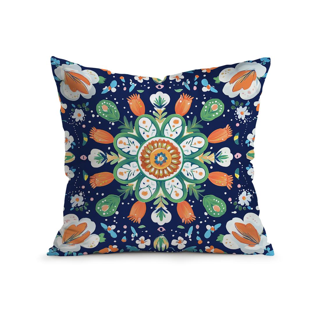 

Home Decor Colorful Floral and Mandala Printed Pillow Covers Pattern Cushion Cover Suitable for Sofa Bedroom Car Pillow Cover 16x16Inch