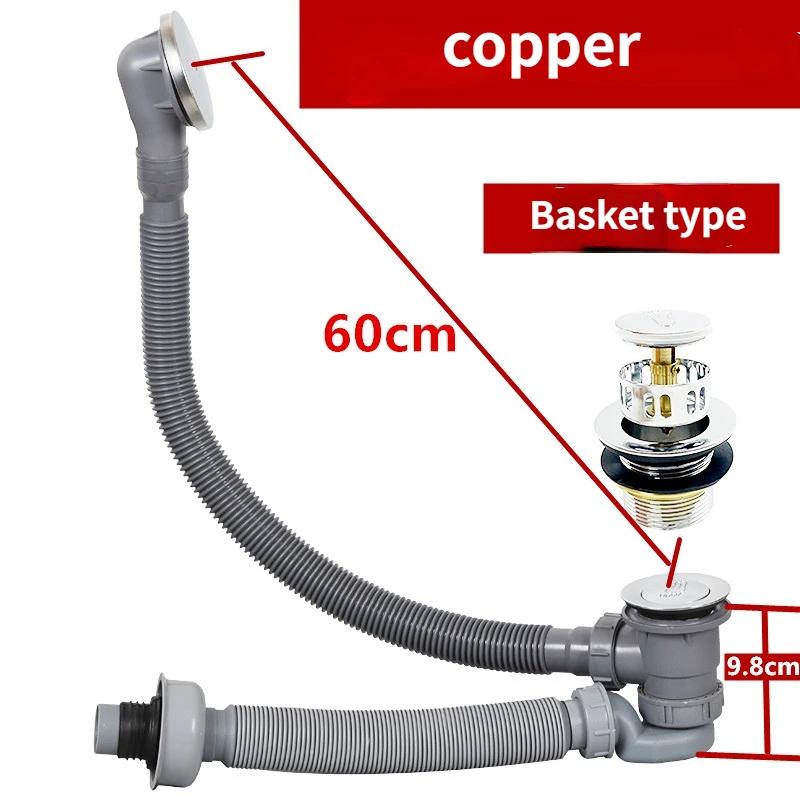 Universal bathtub drainer with waste hose basin waste set sink strainer for shower room bathtub plug type drain fittings