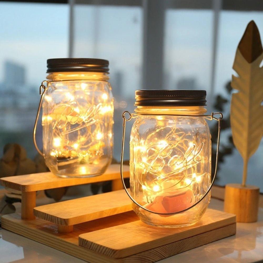 30LED Mason Jar Lid Lights Solar Charging String Lights Hanging Outdoor Lights  Outdoor Decoration