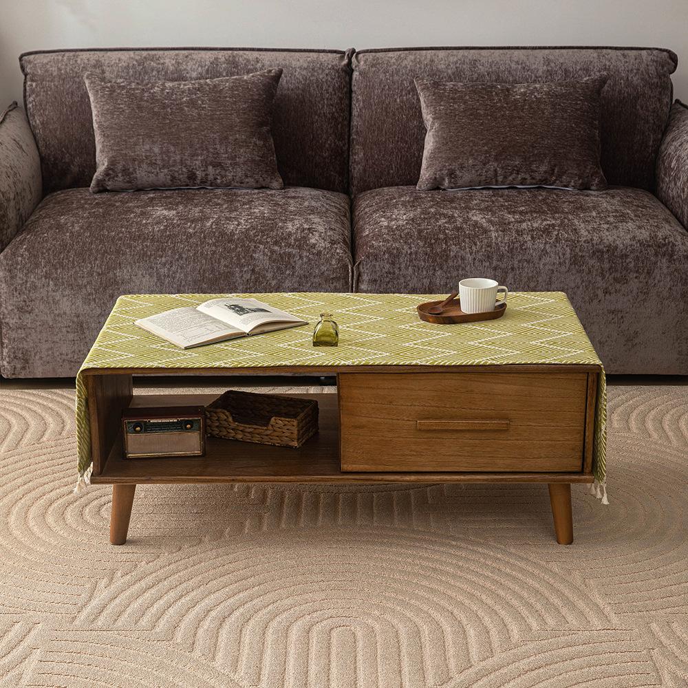 Waterproof Wash Free Tablecloth Modern Checkered Table Runner Cotton Linen for Living Room Dining Table