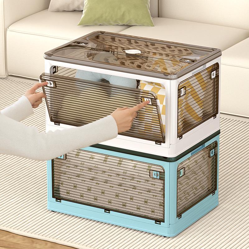 Transparent Foldable Storage Box with Five-Sided Opening for Clothes, Quilts, and Toys