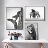 Monstera Leaf Green Plant Poster Animal Lion Leopard Horse Photos Nordic Decorative Paintings Canvas Wall Art Picture Home Decor