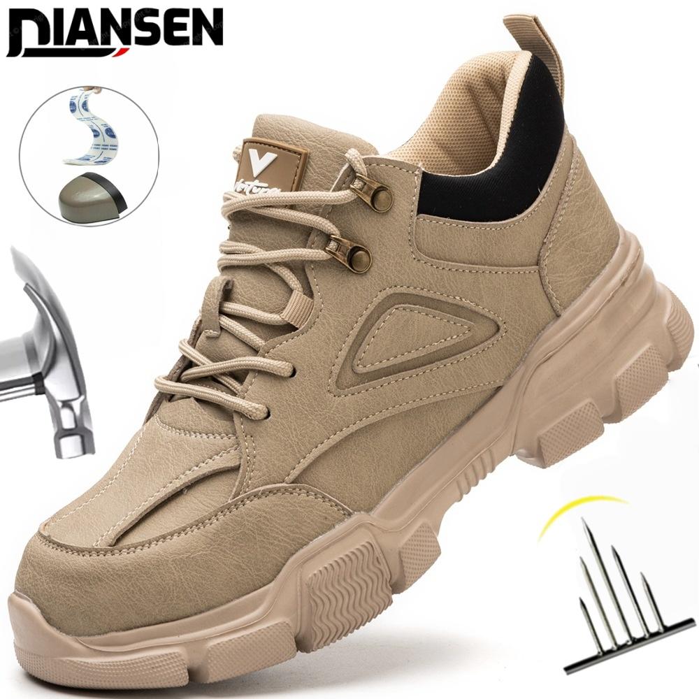 Men Work Shoes Steel Toe Cap Safety Boots European Standard Anti-smash Anti-puncture Men Shoes Light Waterproof Safety Shoes
