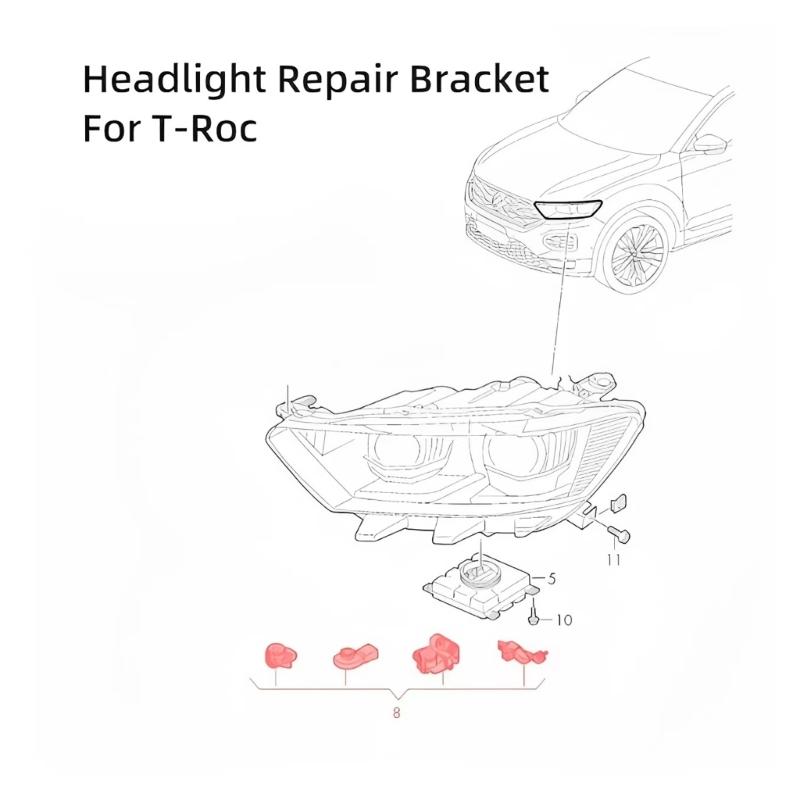 Automotive Accessories for 2021-2024 Headlight Housing Repair Kit 2GA998225A 2GA998226A Mount Brackets with Screws