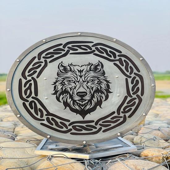 60.96 cm Medieval Viking Shield Fenrir Wolf Battleworn Shield Warrior Shield Wall Decor Best Gift for Decoration