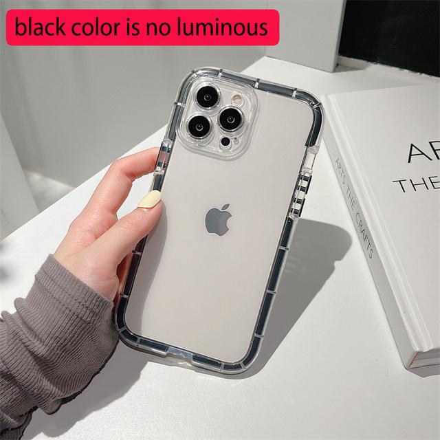 Transparent Luminous Bumper Case For Iphone 14 11 12 13 Pro Max 13pro X Xr Xs Shockproof Clear Silicone Air Buffer Cover Coque