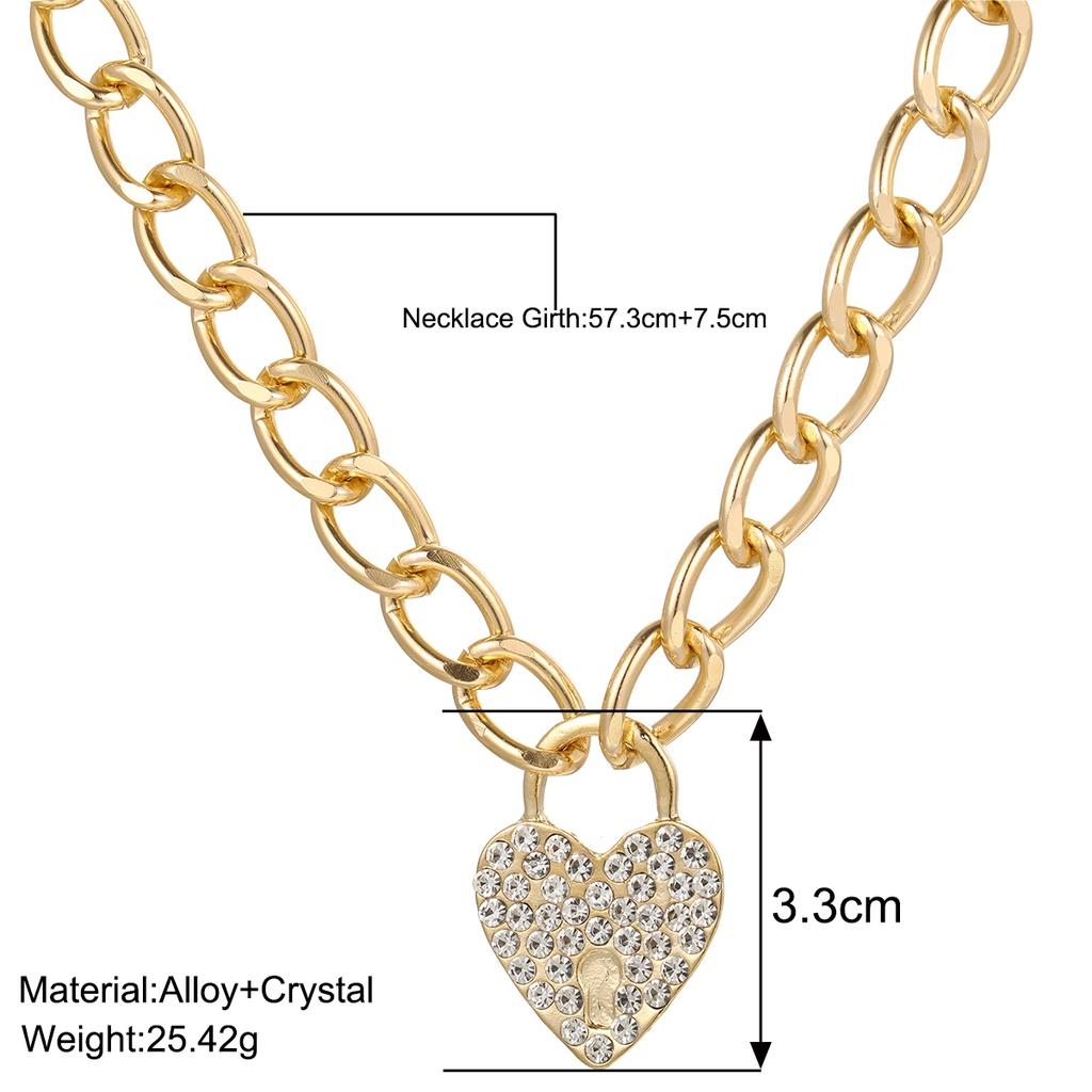 iF ME Luxury Heart Pendant Necklace for Women Crystal Gold Chain Necklaces Accessories Jewelry